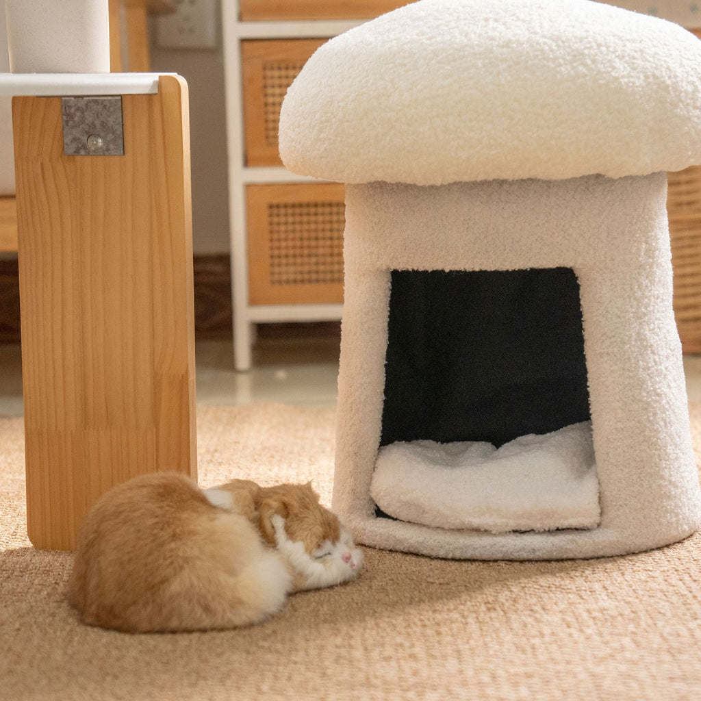 Creamy Mushroom Cat Bed Shoe Changing Stool