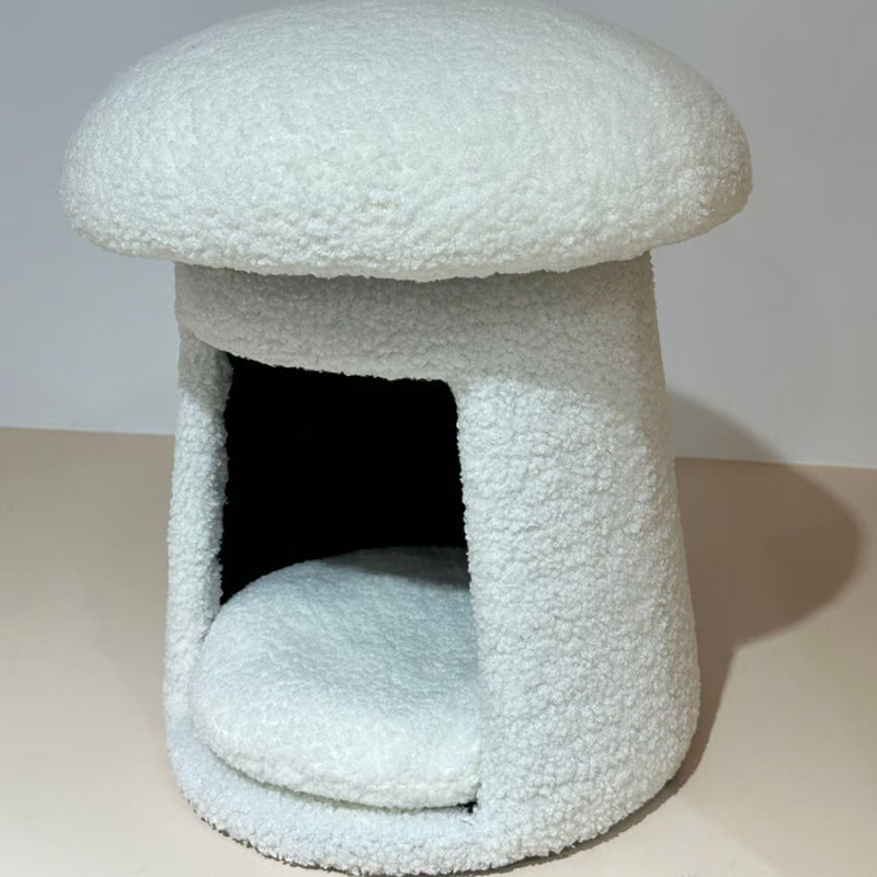 Creamy Mushroom Cat Bed Shoe Changing Stool
