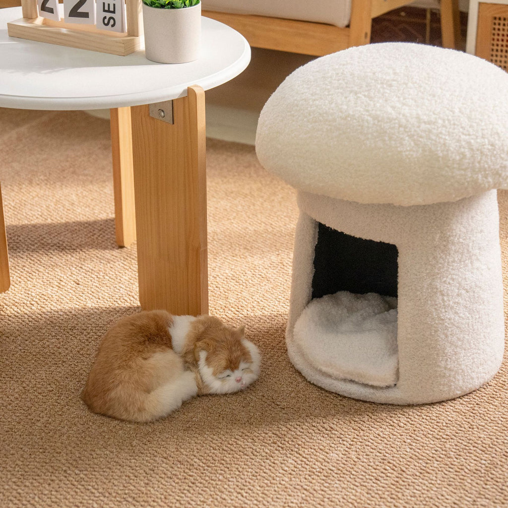 Creamy Mushroom Cat Bed Shoe Changing Stool