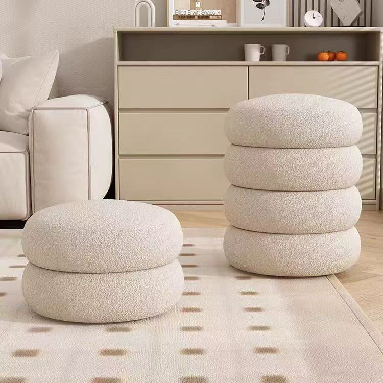 Cream-Colored Makeup Stool With Legs Gourd Stool