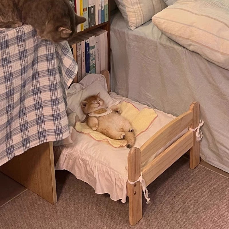 Solid Wood Cat Bed With Removable And Washable Cat Bed